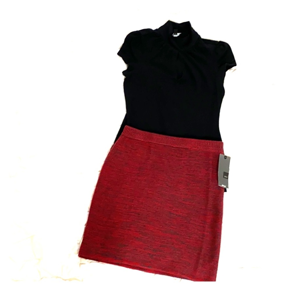 Mossimo red black sweater skirt medium